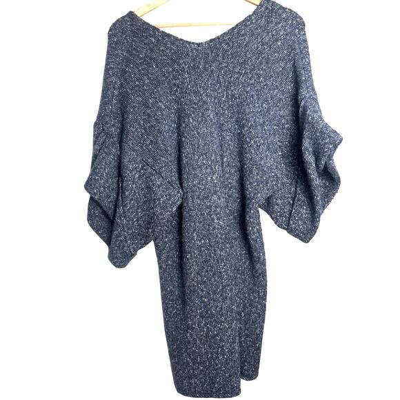 BCBGMAXAZRIA Textured Knit Poncho Sweater Dress Gray Blue Size XS - Picture 3 of 7